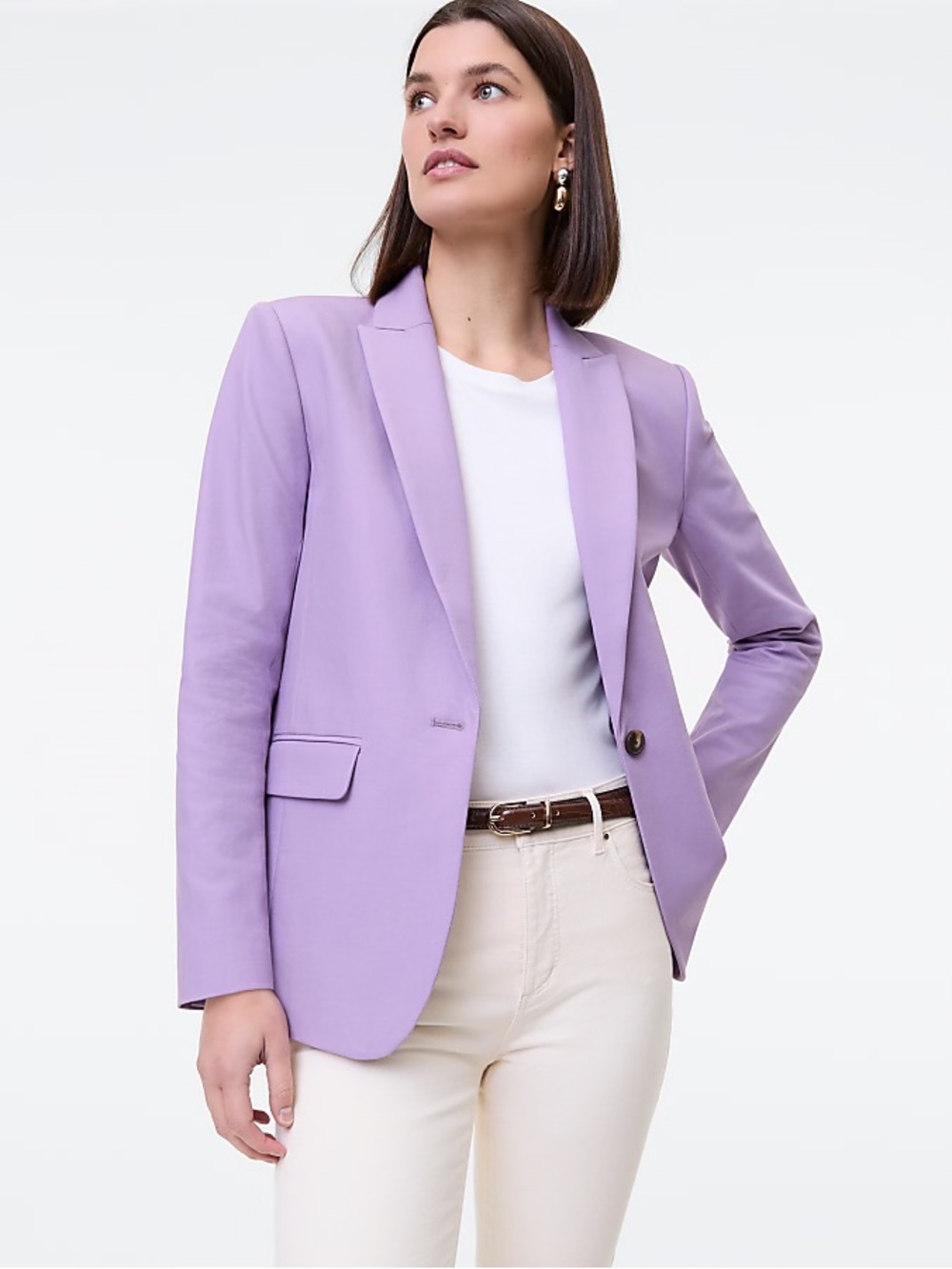 Ann Taylor Longline Stretch Twill Lavender Blazer Jacket